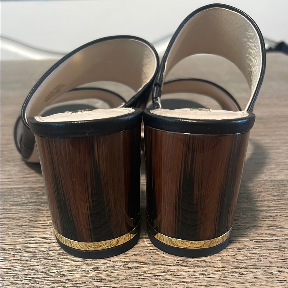Louise et Cie Black Leather Block Heel Slide Sandals // Sz 8.5 - Picture 4 of 7